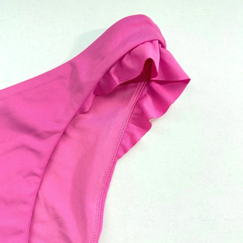 Carve Designs Pink Ruffle Bikini Bottoms Low Rise Swim‎ Small Fuchsia Magenta